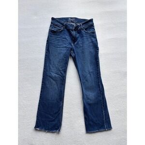 Wrangler Bootcut Jeans Womens 11x32 Blue Medium Wash Embroidered Raw Hem